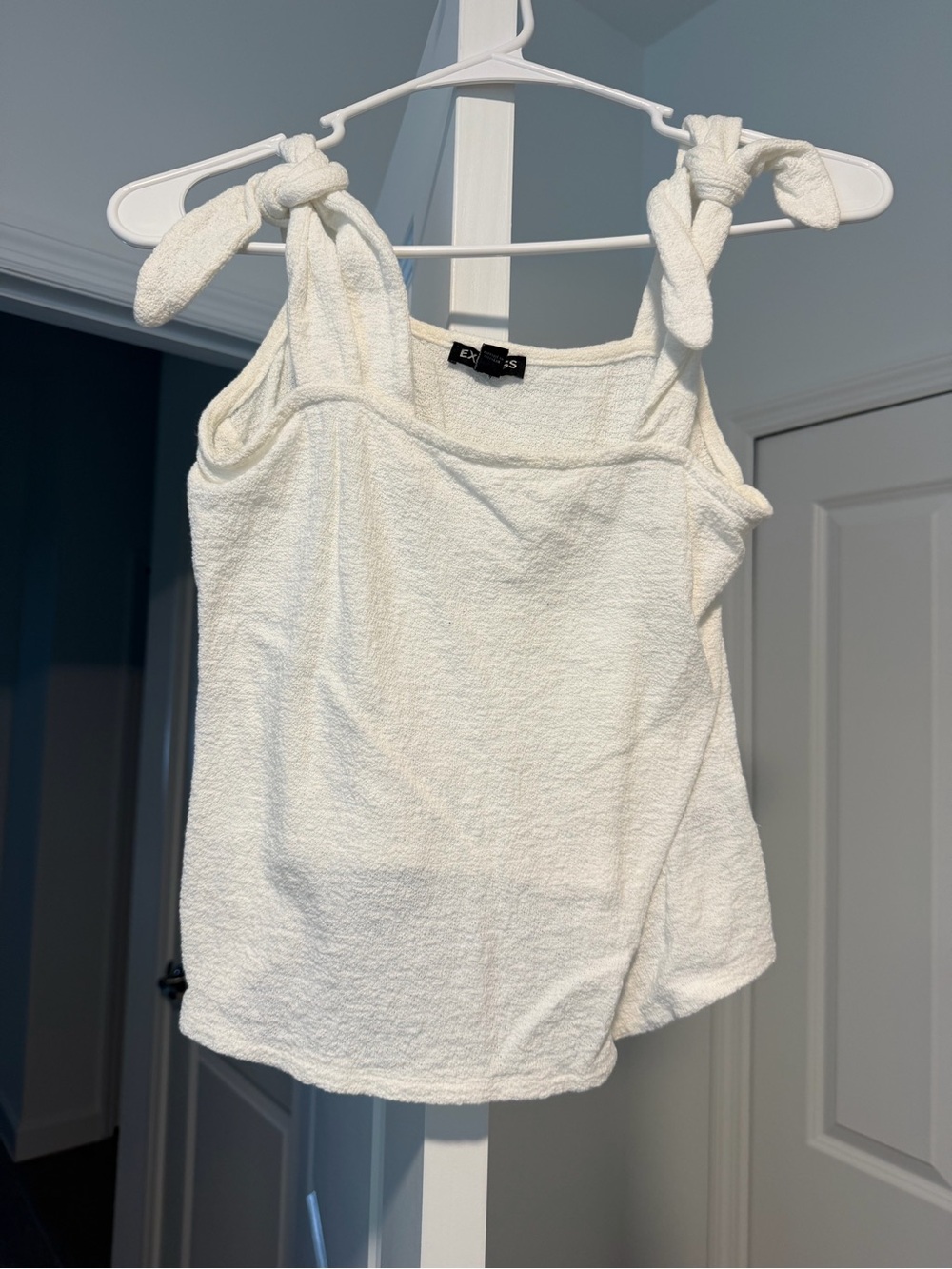 Express Cream Tie-Strap Textured Tank Top